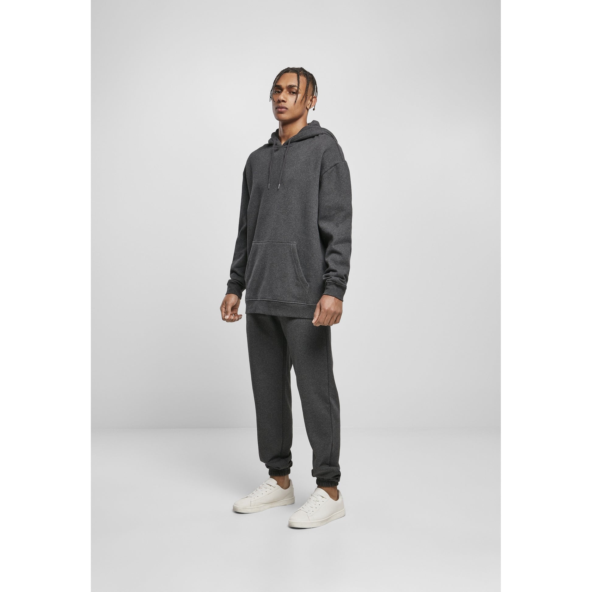 Charcoal - Back - Build Your Brand Mens Basic Oversized Hoodie