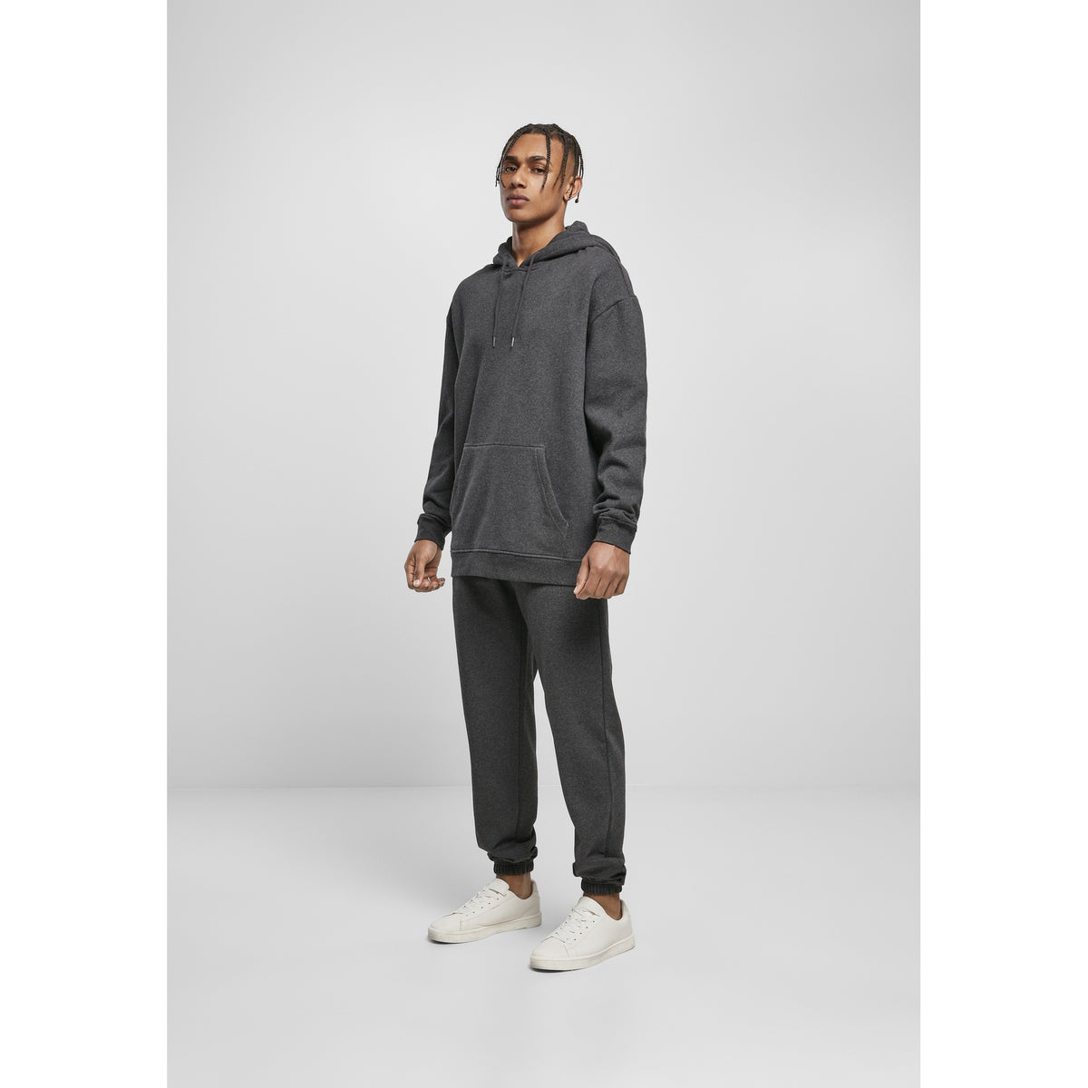 Charcoal - Back - Build Your Brand Mens Basic Oversized Hoodie