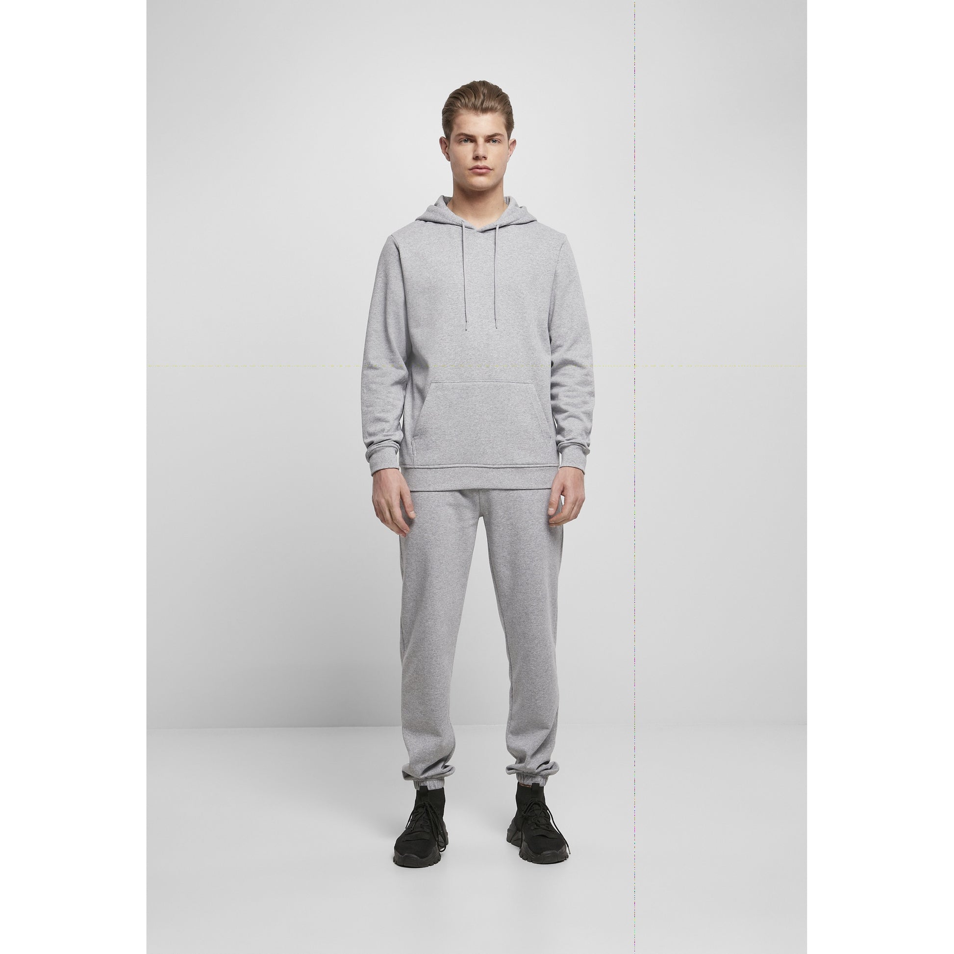 Heather Grey - Close up - Build Your Brand Mens Basic Hoodie