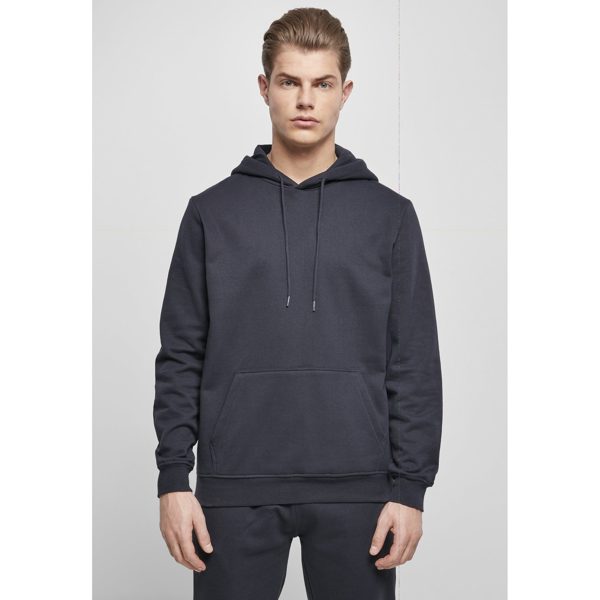 Navy - Back - Build Your Brand Mens Basic Hoodie