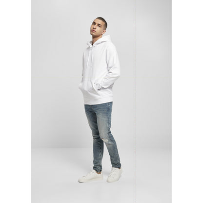 White - Close up - Build Your Brand Mens Basic Hoodie