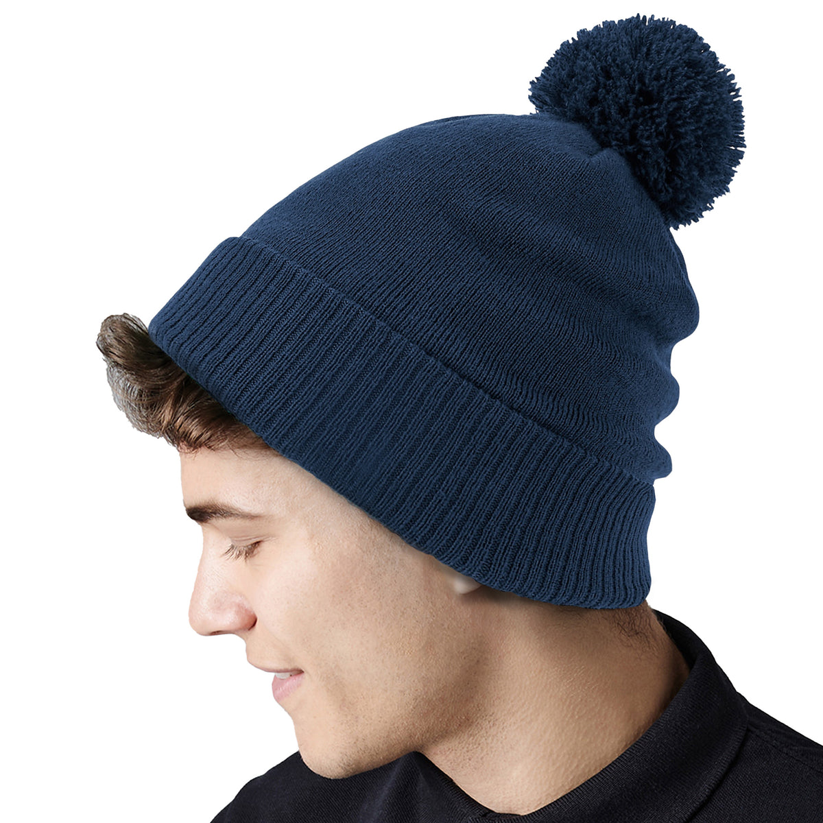 Navy - Side - Beechfield Unisex Adult Snowstar Beanie