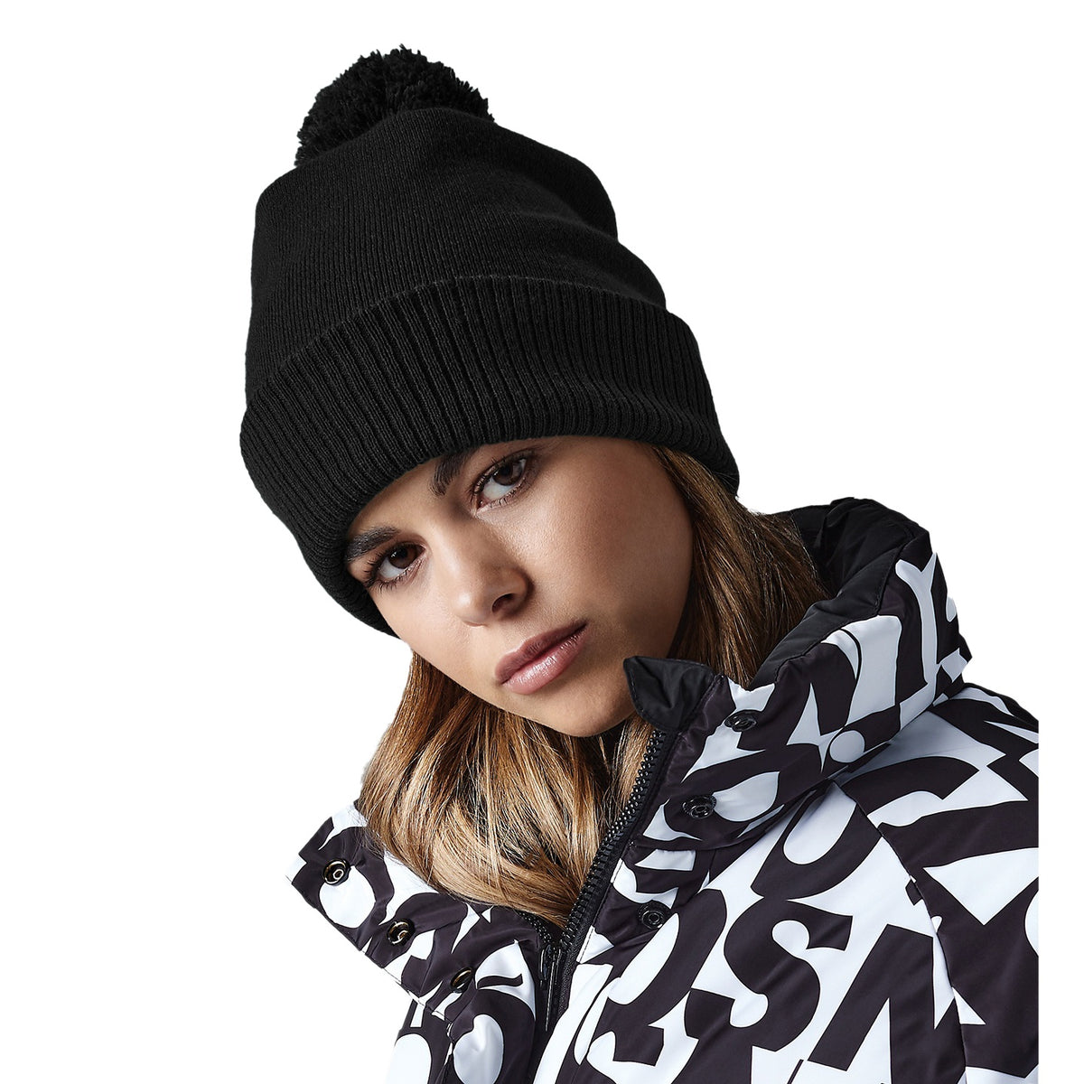 Black - Side - Beechfield Unisex Adult Snowstar Beanie