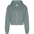 Dusty Green - Front - Awdis Womens-Ladies Just Hoods Cropped Fashion Hoodie