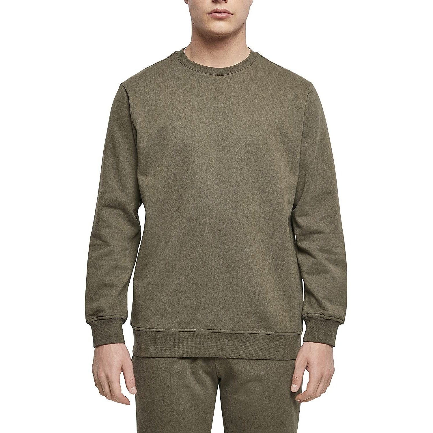 Olive - Back - Build Your Brand Mens Basic Crew Neck Sweatshirt