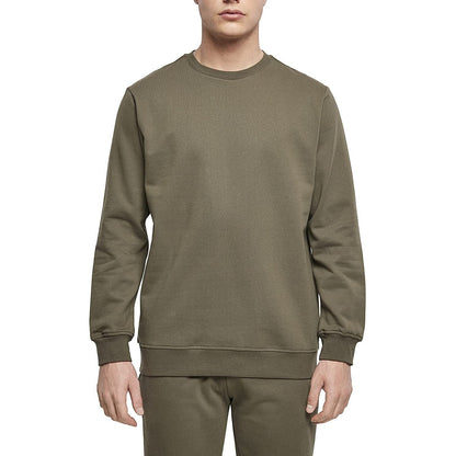 Olive - Back - Build Your Brand Mens Basic Crew Neck Sweatshirt