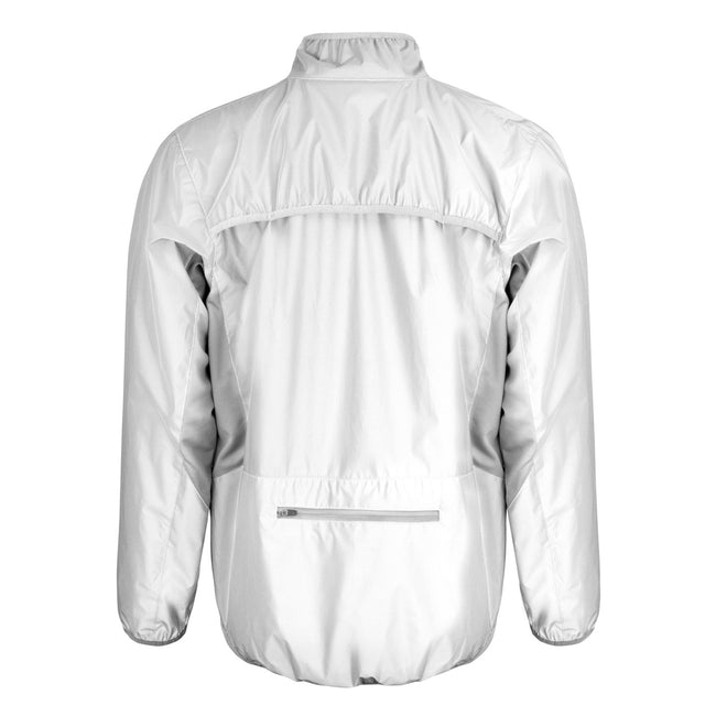Neon White - Back - Spiro Mens Luxe Reflective Hi-Vis Jacket