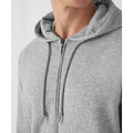 Heather Grey - Close up - B&C Mens Organic Zipped Hoodie