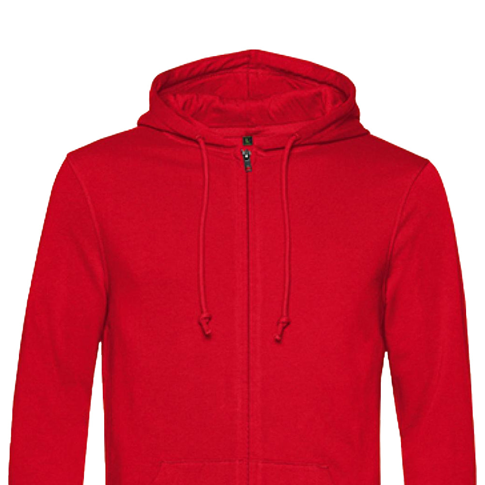Red - Back - B&C Mens Organic Zipped Hoodie