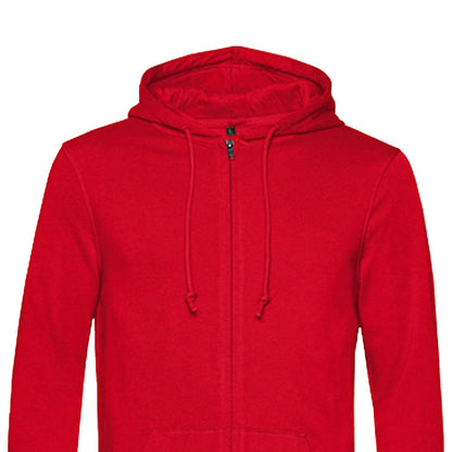 Red - Back - B&C Mens Organic Zipped Hoodie