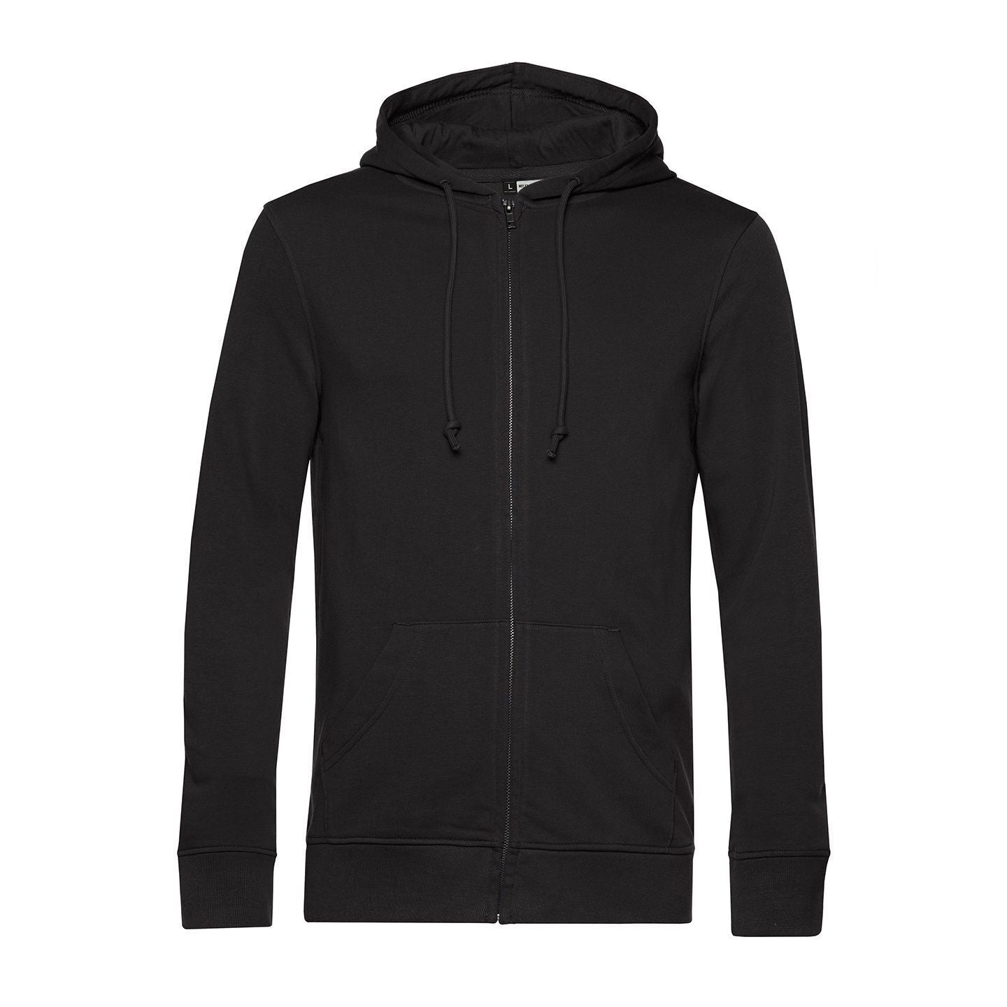 Black - Front - B&C Mens Organic Zipped Hoodie