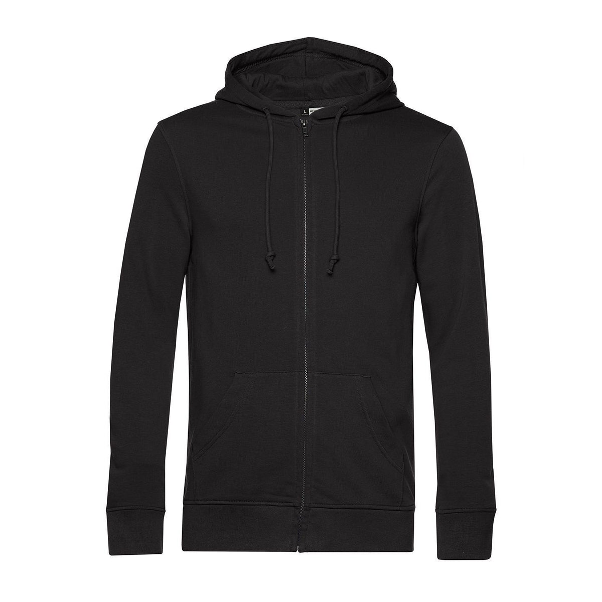 Black - Front - B&C Mens Organic Zipped Hoodie
