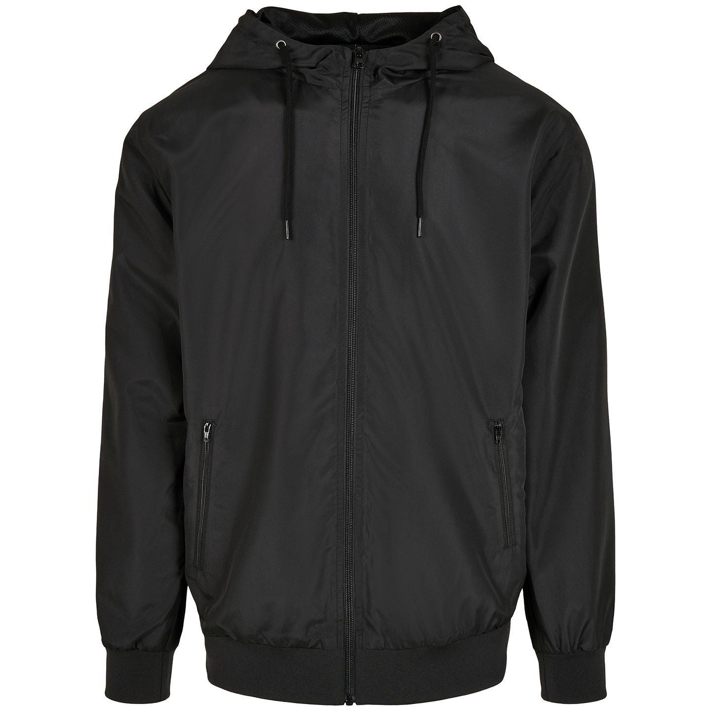 Black - Front - Build Your Brand Mens Windrunner Recycled Jacket