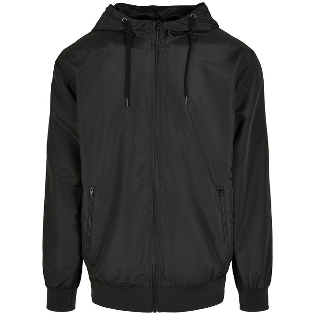 Black - Front - Build Your Brand Mens Windrunner Recycled Jacket