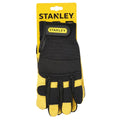 Black-Yellow - Side - Stanley Unisex Adult Hybrid Performance Leather Safety Gloves