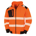 Fluorescent Orange-Black - Front - Result Genuine Recycled Mens Safety Hoodie