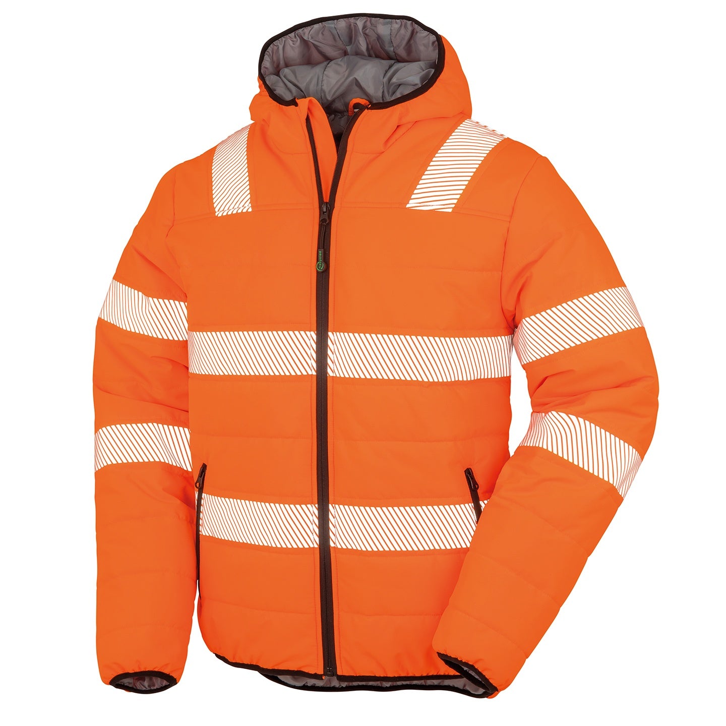 Fluorescent Orange - Front - Result Genuine Recycled Mens Ripstop Safety Padded Jacket