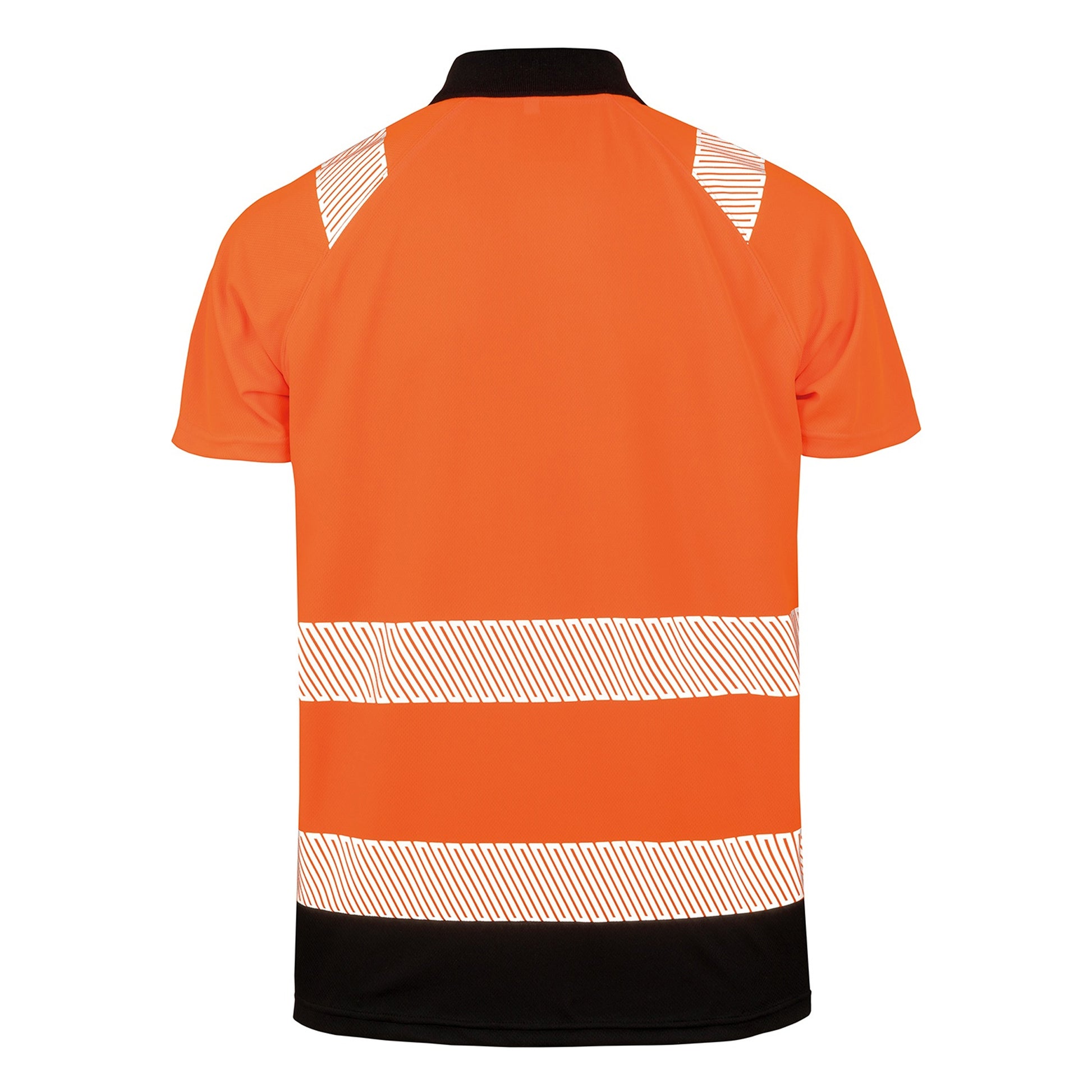 Fluorescent Orange-Black - Back - Result Genuine Recycled Mens Safety Polo Shirt