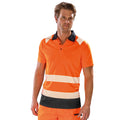 Fluorescent Orange-Black - Side - Result Genuine Recycled Mens Safety Polo Shirt