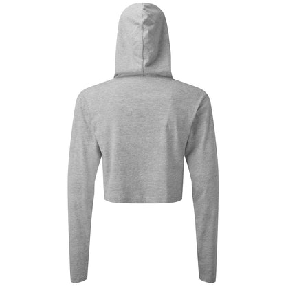 Heather Grey - Back - TriDri Womens-Ladies Heather Cropped Long-Sleeved T-Shirt