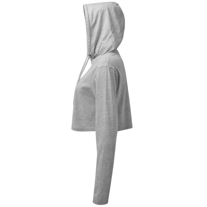 Heather Grey - Side - TriDri Womens-Ladies Heather Cropped Long-Sleeved T-Shirt