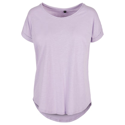 Lilac - Front - Build Your Brand Womens-Ladies Long Slub T-Shirt