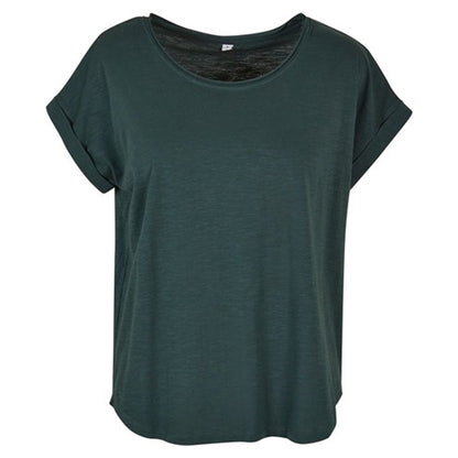 Bottle Green - Front - Build Your Brand Womens-Ladies Long Slub T-Shirt