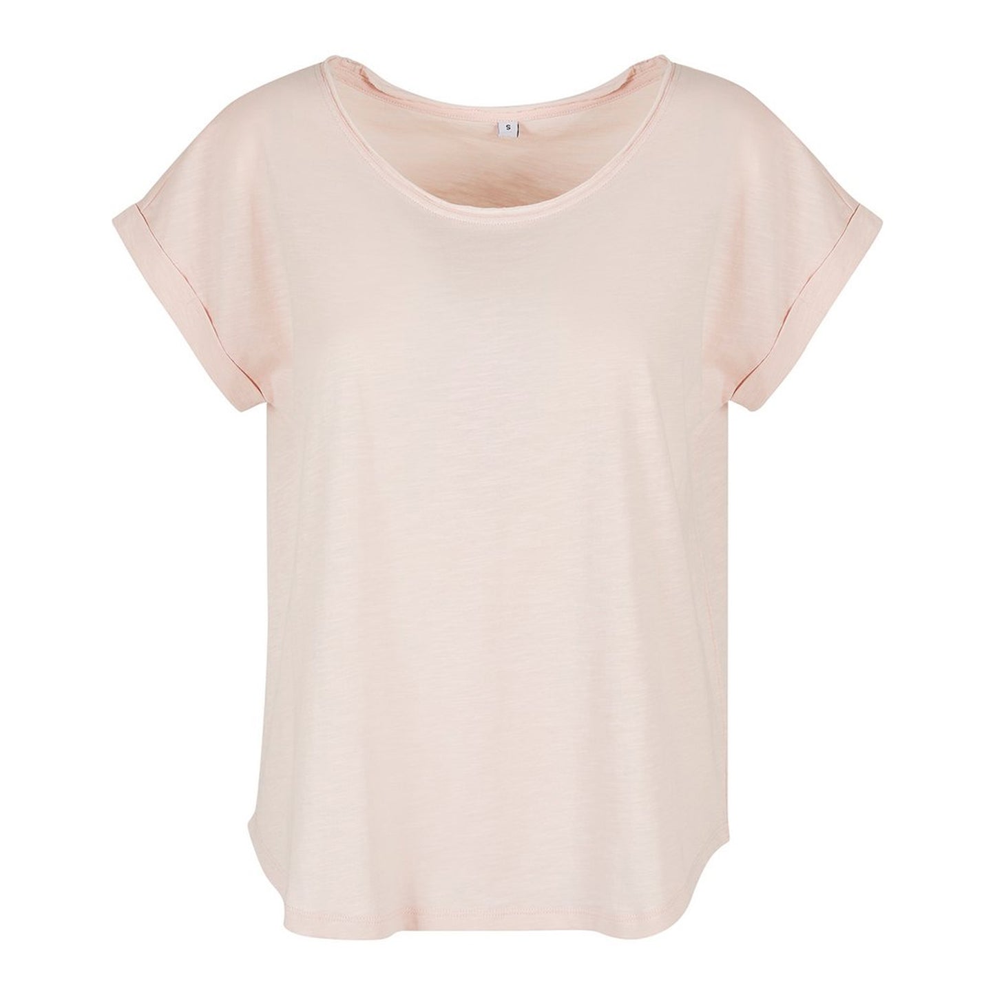 Pink - Front - Build Your Brand Womens-Ladies Long Slub T-Shirt