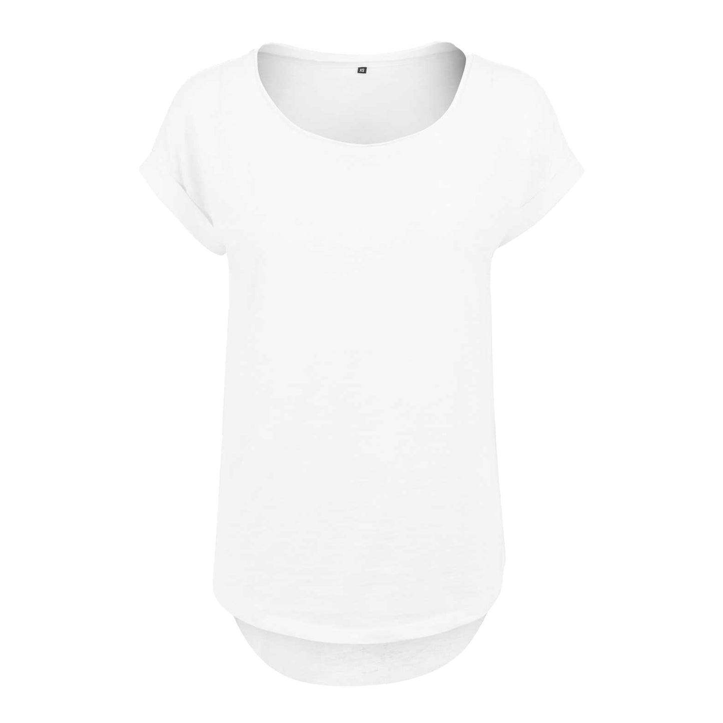 White - Front - Build Your Brand Womens-Ladies Long Slub T-Shirt