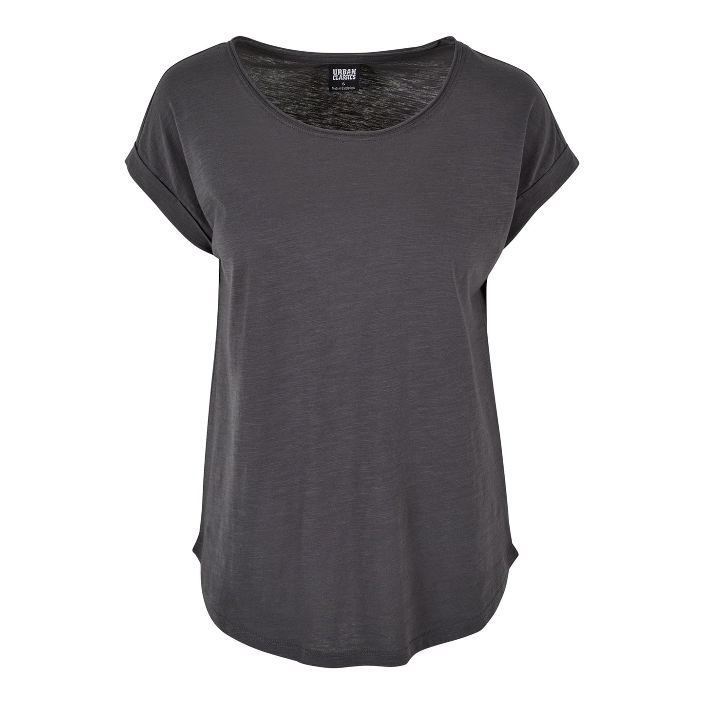 Dark Shadow - Front - Build Your Brand Womens-Ladies Long Slub T-Shirt