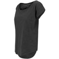 Black - Side - Build Your Brand Womens-Ladies Long Slub T-Shirt