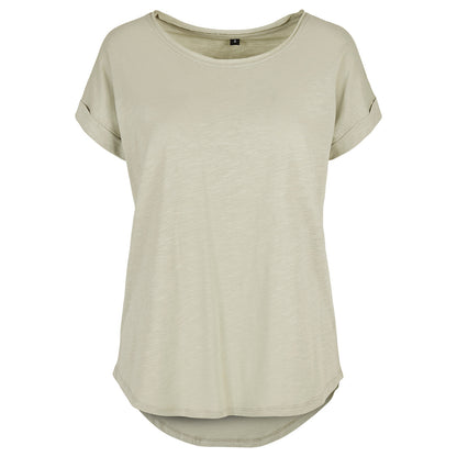 Soft Salvia - Front - Build Your Brand Womens-Ladies Long Slub T-Shirt