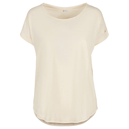 White Sand - Front - Build Your Brand Womens-Ladies Long Slub T-Shirt