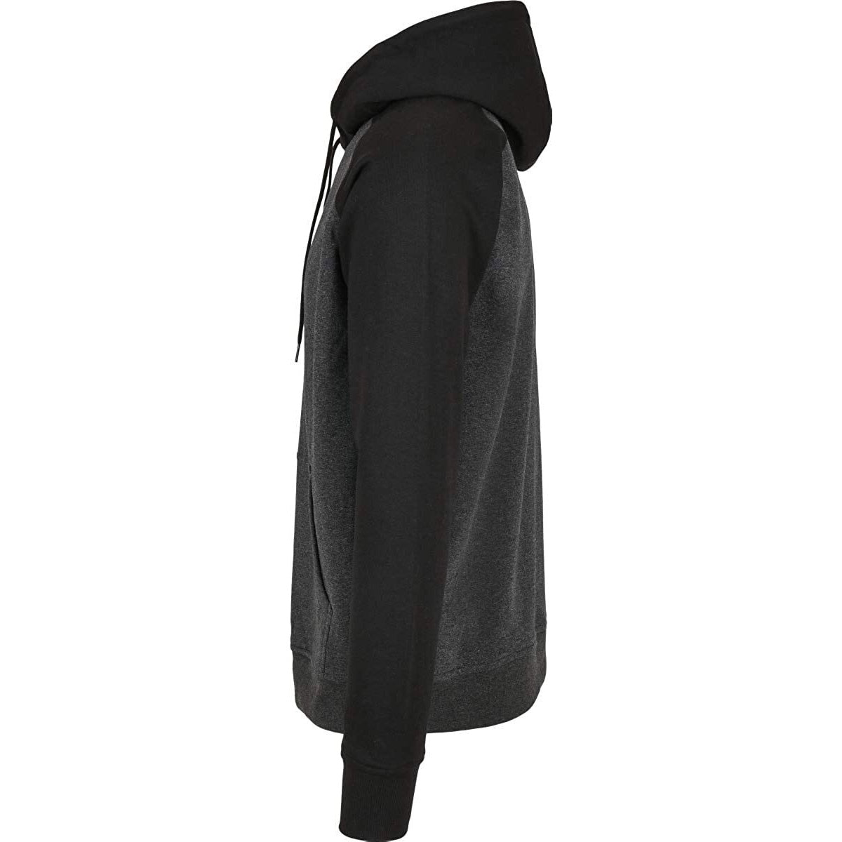 Charcoal-Black - Side - Build Your Brand Mens Basic Raglan Hoodie