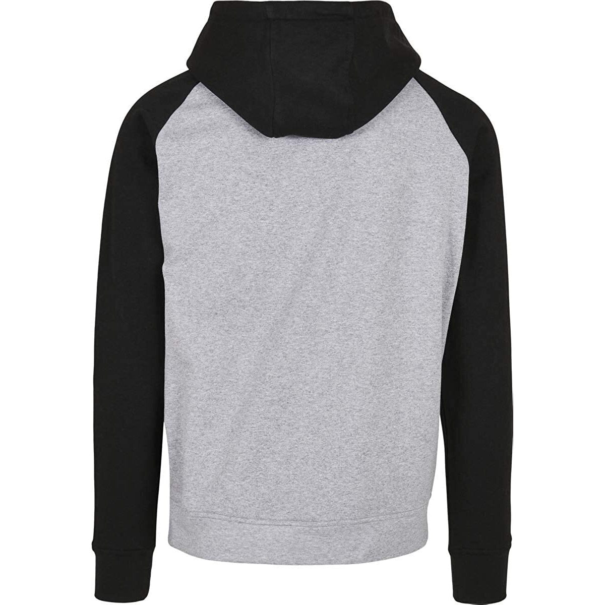 Heather Grey-Black - Side - Build Your Brand Mens Basic Raglan Hoodie
