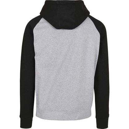 Heather Grey-Black - Side - Build Your Brand Mens Basic Raglan Hoodie