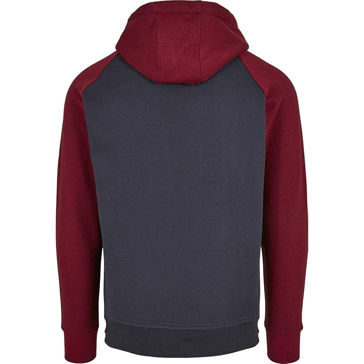 Navy-Burgundy - Back - Build Your Brand Mens Basic Raglan Hoodie
