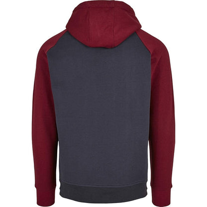 Navy-Burgundy - Back - Build Your Brand Mens Basic Raglan Hoodie