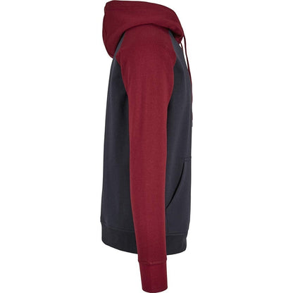 Navy-Burgundy - Side - Build Your Brand Mens Basic Raglan Hoodie