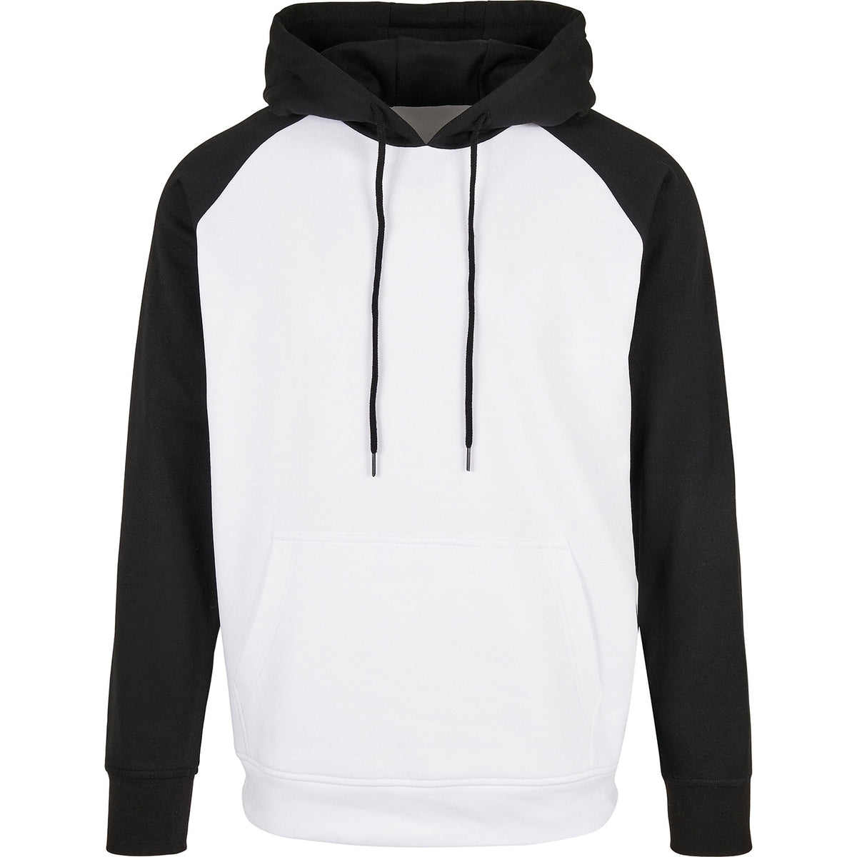 White-Black - Front - Build Your Brand Mens Basic Raglan Hoodie