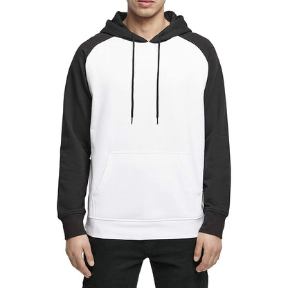 White-Black - Back - Build Your Brand Mens Basic Raglan Hoodie