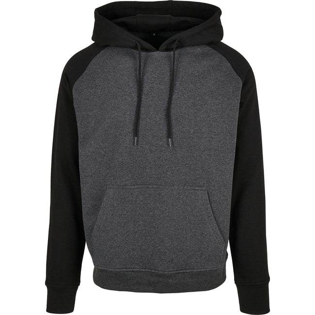 Charcoal-Black - Front - Build Your Brand Mens Basic Raglan Hoodie