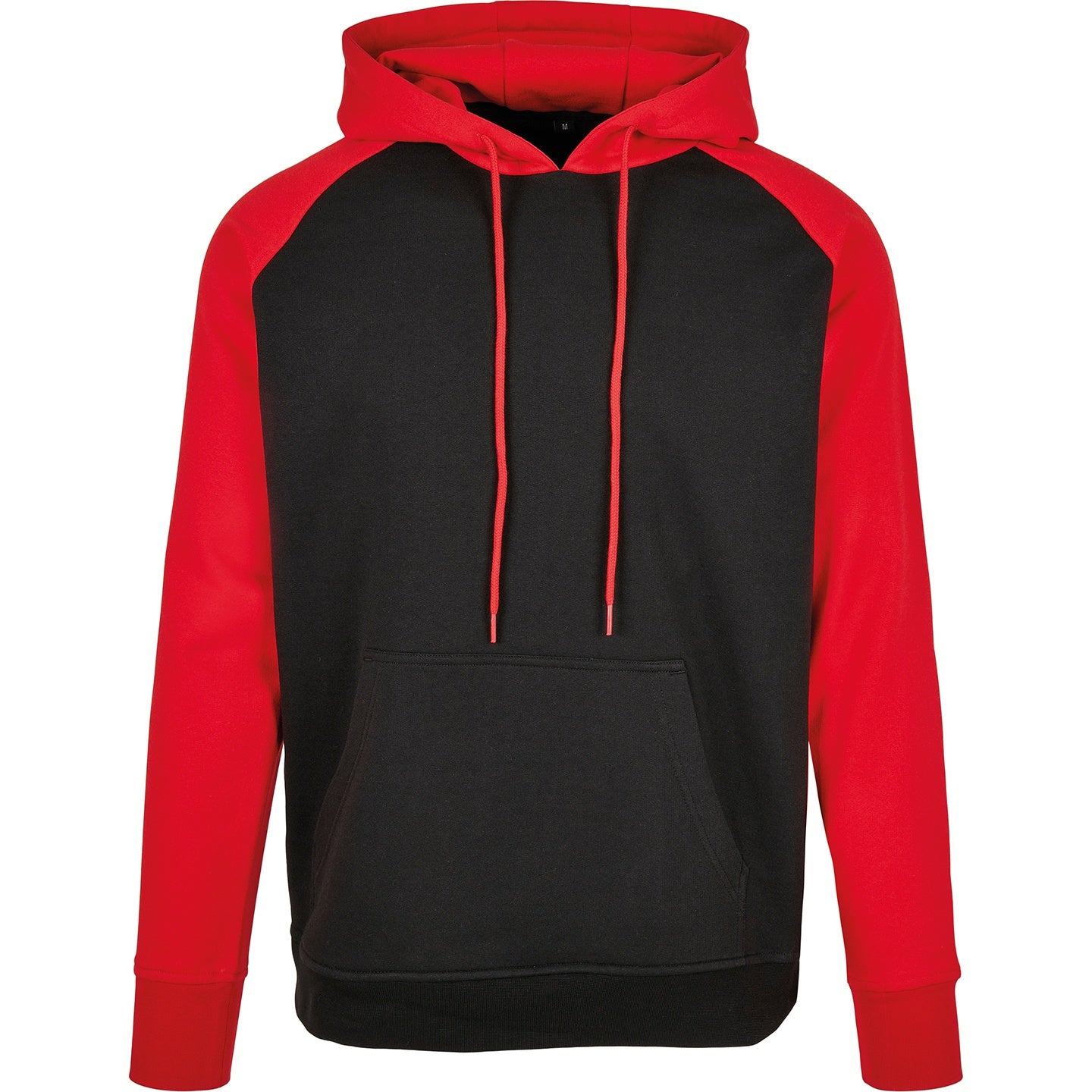 Black-Red - Front - Build Your Brand Mens Basic Raglan Hoodie
