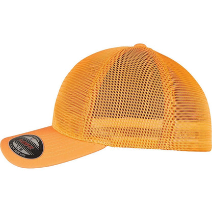 Neon Orange - Side - Flexfit Unisex Adult 360 Omnimesh Mesh Cap