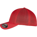 Red - Side - Flexfit Unisex Adult 360 Omnimesh Mesh Cap