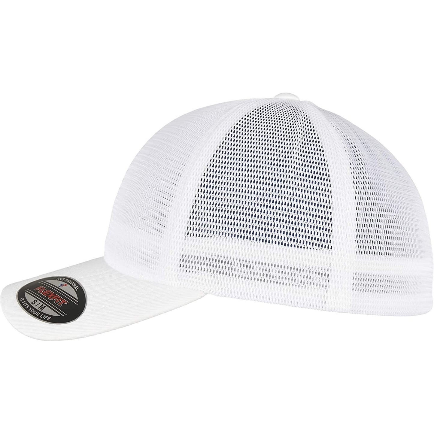 White - Side - Flexfit Unisex Adult 360 Omnimesh Mesh Cap
