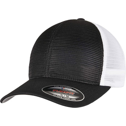 Black-White - Front - Flexfit Unisex Adult Omnimesh Mesh Two Tone Cap