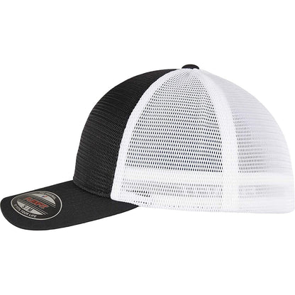 Black-White - Side - Flexfit Unisex Adult Omnimesh Mesh Two Tone Cap