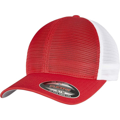 Red-White - Front - Flexfit Unisex Adult Omnimesh Mesh Two Tone Cap