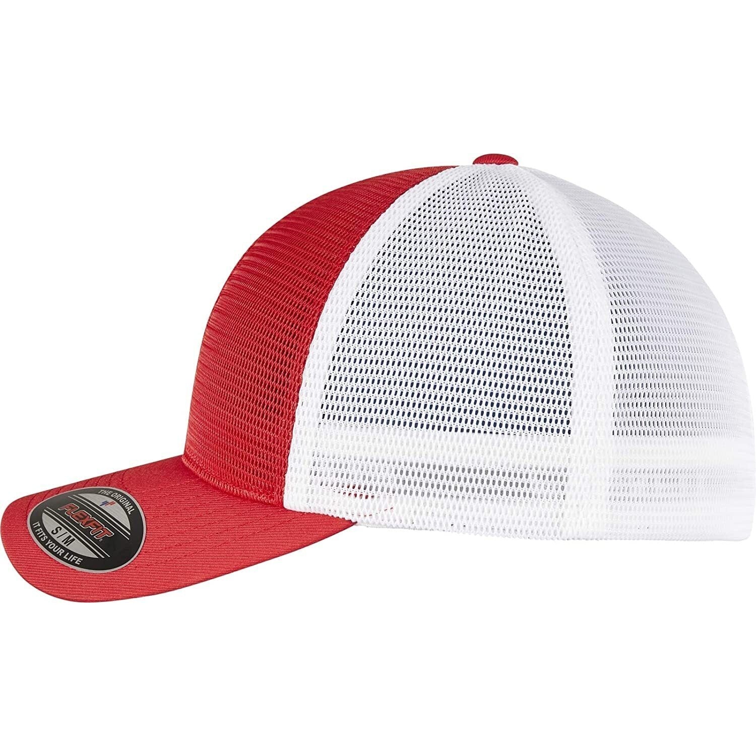 Red-White - Side - Flexfit Unisex Adult Omnimesh Mesh Two Tone Cap